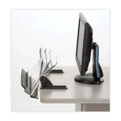 3M 150 Sheet Capacity In-Line Adjustable Desktop Copyholder - Plastic (Black/Clear)