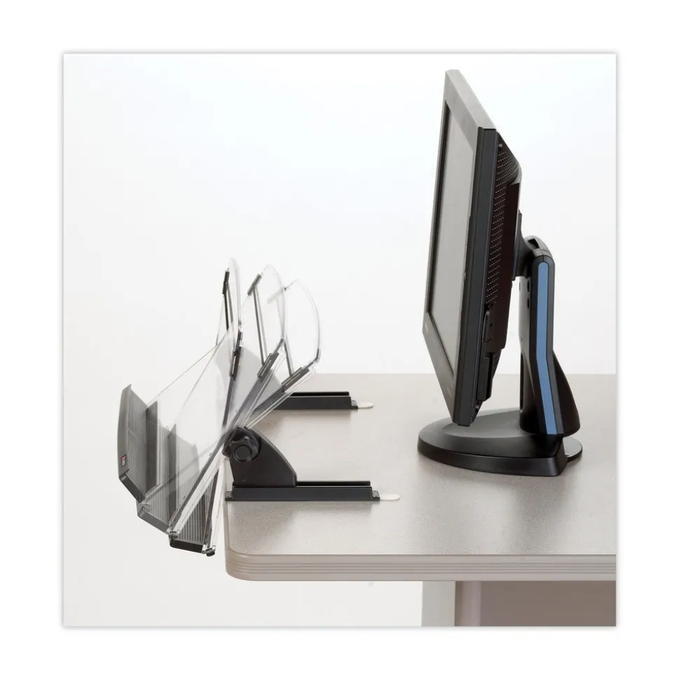 3M 150 Sheet Capacity In-Line Adjustable Desktop Copyholder - Plastic (Black/Clear)