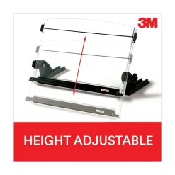 3M 150 Sheet Capacity In-Line Adjustable Desktop Copyholder - Plastic (Black/Clear)
