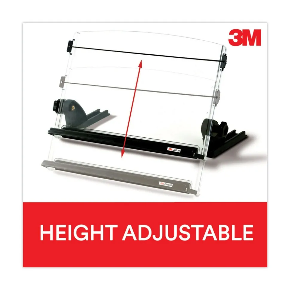 3M 150 Sheet Capacity In-Line Adjustable Desktop Copyholder - Plastic (Black/Clear)