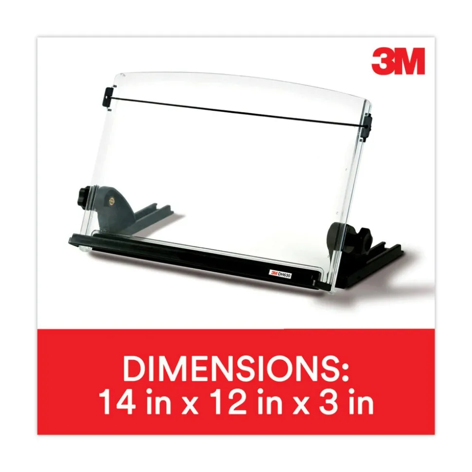 3M 150 Sheet Capacity In-Line Adjustable Desktop Copyholder - Plastic (Black/Clear)