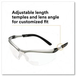 3M BX Molded-In 2.5plus Diopter Strength Safety Glasses - Silver/Black Frame, Clear Lens