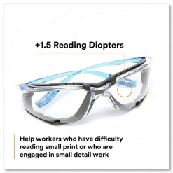 3M CCS plus1.5 Diopter Strength Protective Eyewear with Foam Gasket - Blue Plastic Frame, Clear Polycarbonate Lens