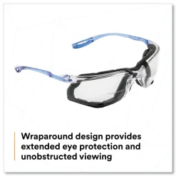 3M CCS Protective Eyewear with Foam Gasket - Blue Plastic Frame/Clear Polycarbonate Lens