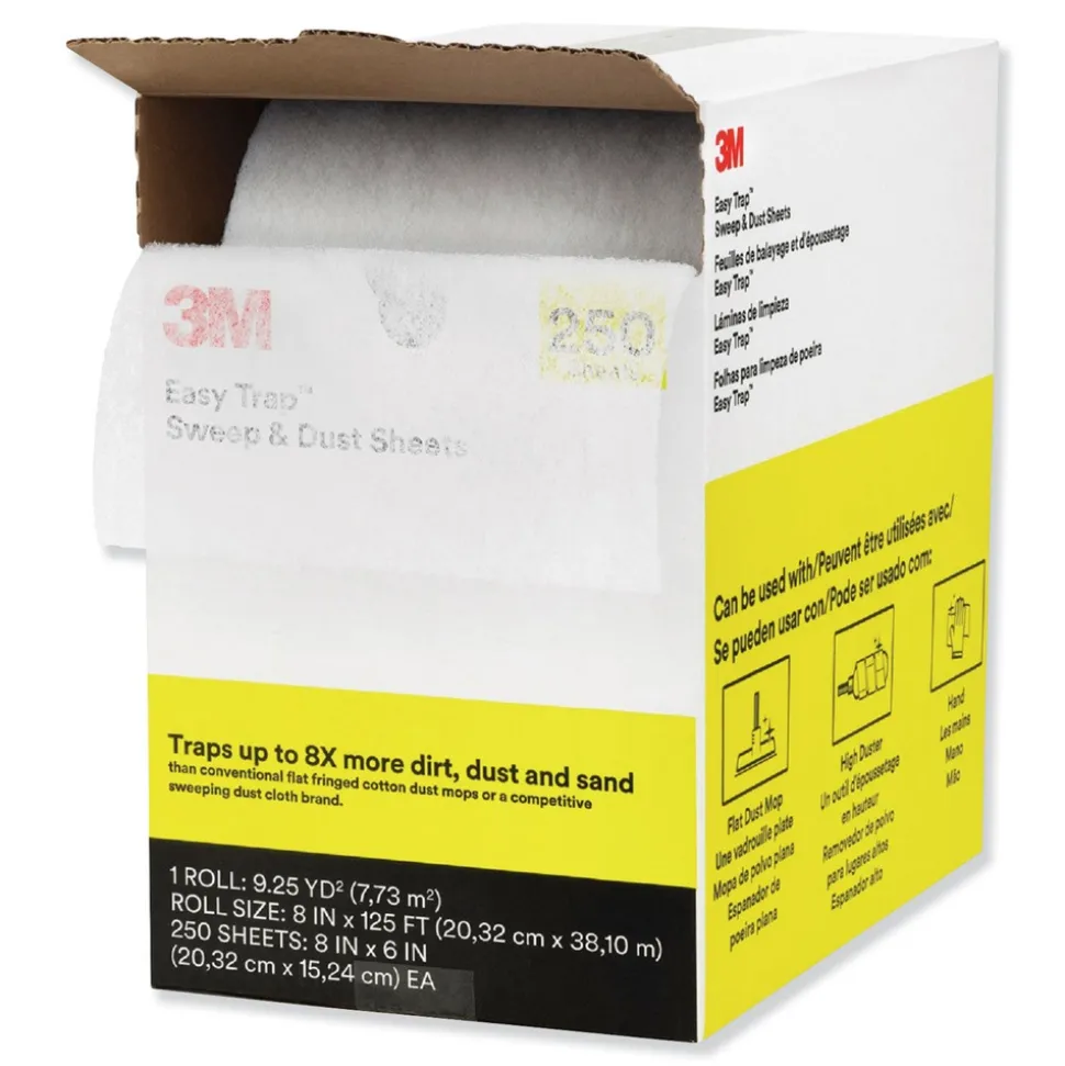 3M Easy Trap 8 in. x 125 ft. Sweep and Dust Sheets - White (1/Carton)