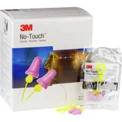 3M No-Touch 29 dB NRR Corded Push-to-Fit Single-Use Earplugs - Purple/Yellow (100/Box)