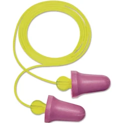 3M No-Touch 29 dB NRR Corded Push-to-Fit Single-Use Earplugs - Purple/Yellow (100/Box)
