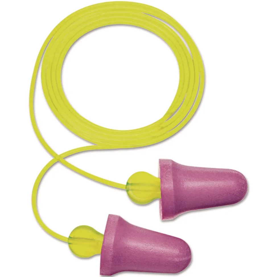 3M No-Touch 29 dB NRR Corded Push-to-Fit Single-Use Earplugs - Purple/Yellow (100/Box)