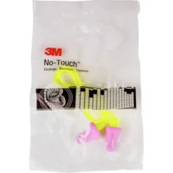 3M No-Touch 29 dB NRR Corded Push-to-Fit Single-Use Earplugs - Purple/Yellow (100/Box)