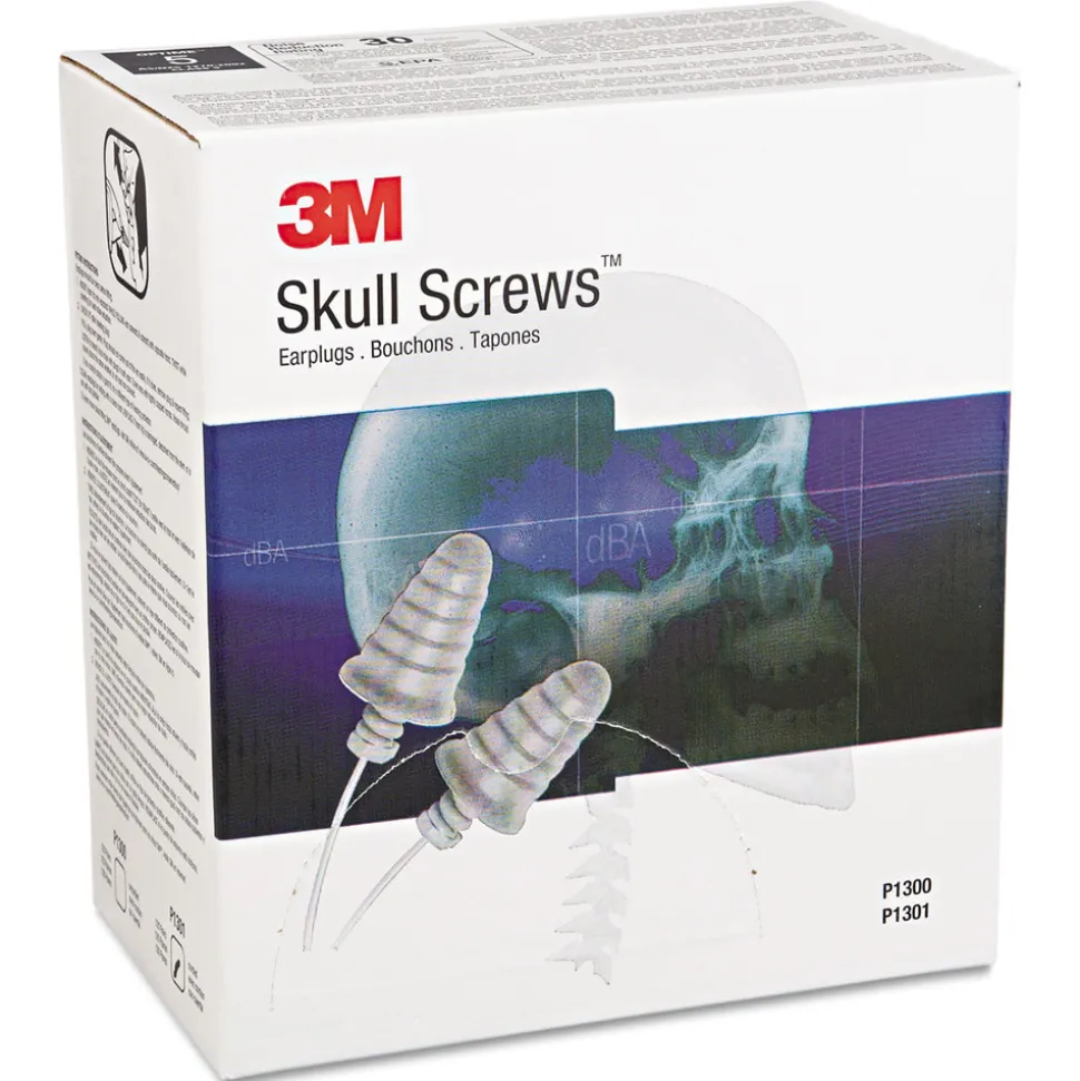 3M P1301 32 dB NRR E-A-R Skull Screws Corded Earplugs - Gray (120/Box)