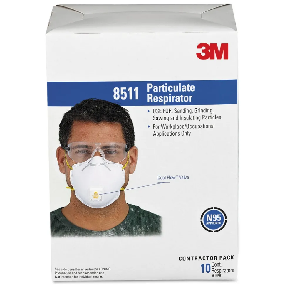3M Particulate Respirator W/cool Flow Exhalation Valve, 10 Masks/box