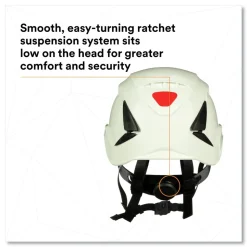 3M SecureFit X5000 Series 6-Point Pressure Diffusion Ratchet Suspension Safety Helmet - White