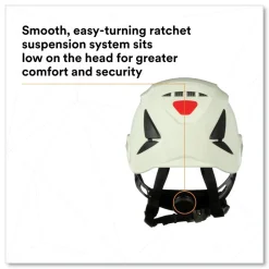 3M SecureFit X5000 Series Vented 6-Point Pressure Diffusion Ratchet Suspension Safety Helmet - White