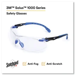 3M Solus 1000 Series Safety Glasses - Blue Plastic Frame Clear Polycarbonate Lens