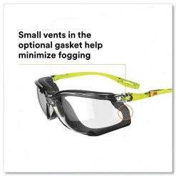 3M Solus CCS Series Protective Eyewear - Green Plastic Frame Clear Polycarbonate Lens
