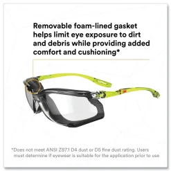 3M Solus CCS Series Protective Eyewear - Green Plastic Frame Clear Polycarbonate Lens