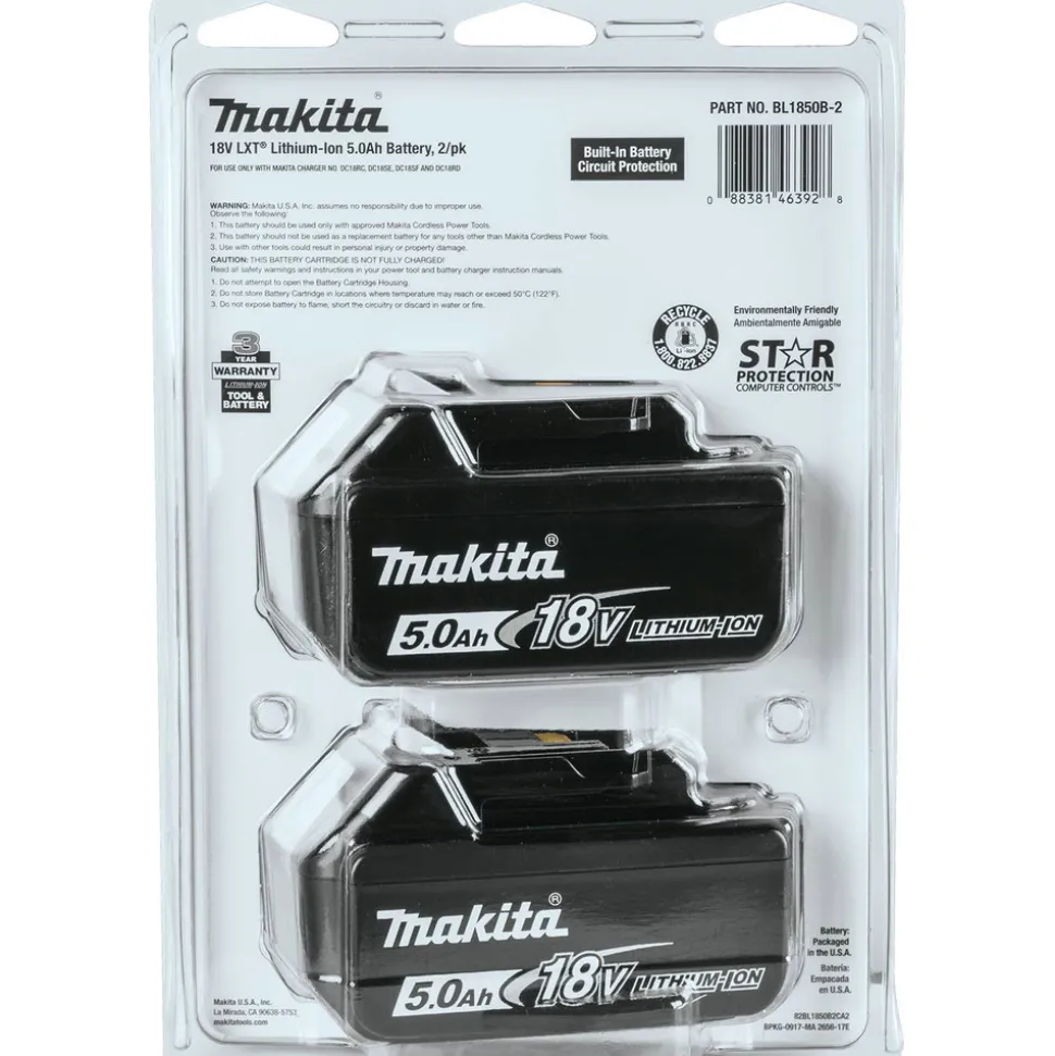 Makita 2-Piece 18V LXT Lithium-Ion Batteries (5 Ah)