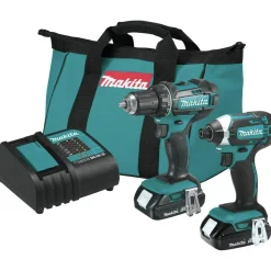Makita 18V LXT Brushed Lithium-Ion 1/2 in. Cordless Drill Driver/1/4 in. Impact Driver Combo Kit (1.5 Ah)