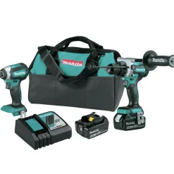 Makita 18V LXT Brushless Lithium-Ion 1/2 in. Cordless Hammer Driver Drill / Impact Driver Combo Kit with 2 Batteries (4 Ah)