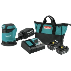Makita 18V LXT Lithium-Ion 5 in. Cordless Random Orbit Sander and 2 Batteries with Rapid Optimum Charger Bundle (4 Ah)