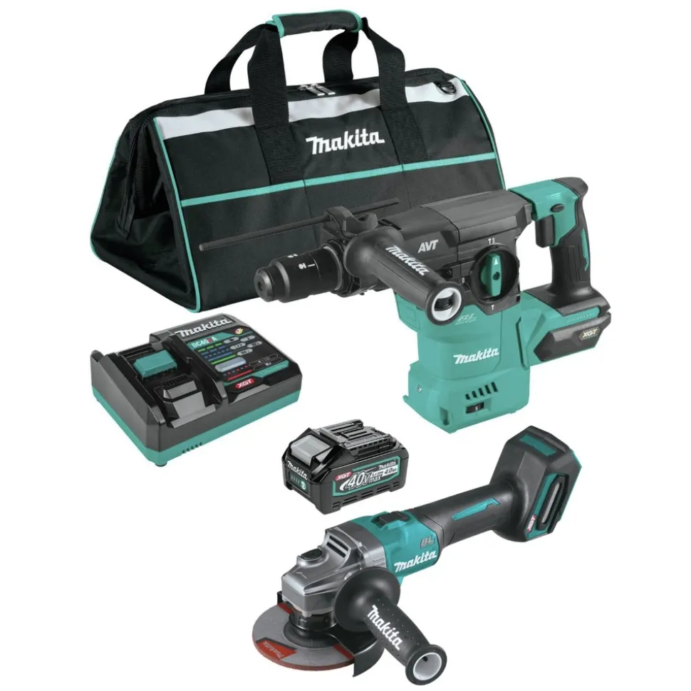 Makita 40V max XGT 1‑3/16 in. SDS‑Plus Rotary Hammer Kit with Interchangeable Chuck and 4‑1/2 in. / 5 in. Angle Grinder with Electric Brake Virtual Bundle