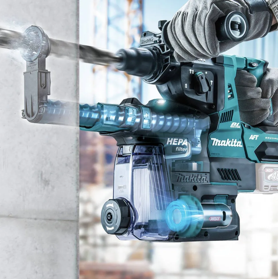 Makita 40V max XGT AWS Capable Brushless Lithium-Ion 1-1/8 in. Cordless AVT Rotary Hammer with Dust Extractor, accepts SDS-MAX, AFT bits (Tool Only)