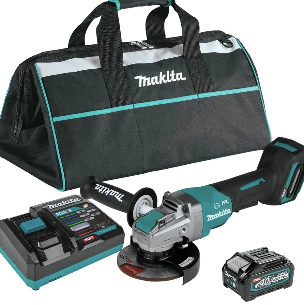 Makita 40V MAX XGT Brushless Lithium-Ion Cordless 5 in. X-LOCK Paddle Switch Angle Grinder Kit with Electric Brake (4 Ah)