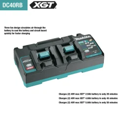 Makita 40V max XGT Brushless Lithium-Ion 2.1 Gallon Cordless Wet/Dry Dust Extractor Vacuum Kit with 2 Batteries (4 Ah)