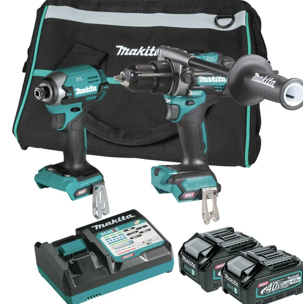 Makita 40V Max XGT Lithium-Ion Brushless 1/2 in. Cordless Hammer Drill Driver and 4-Speed Impact Driver Combo Kit with 2 Batteries (4 Ah)