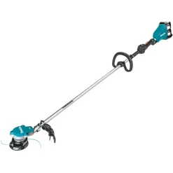 Makita 36V (18V X2) LXT Brushless Cordless String Trimmer with (2) 5 Ah Batteries and 18V LXT/12V max CXT Cordless/Corded Bluetooth Job Site Speaker Bundle