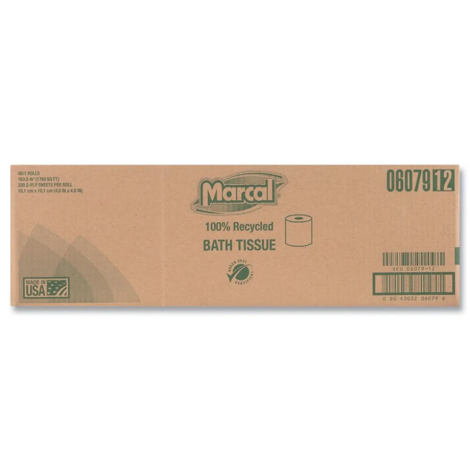Marcal 2 Ply 100% Recycled Septic Safe Bath Tissues - White (48/Carton)