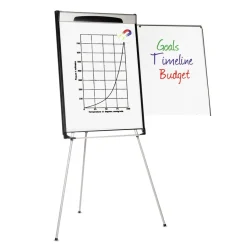 MasterVision 39 in. - 72 in. High Tripod Extension Bar Magnetic Dry-Erase Easel - Black/Silver