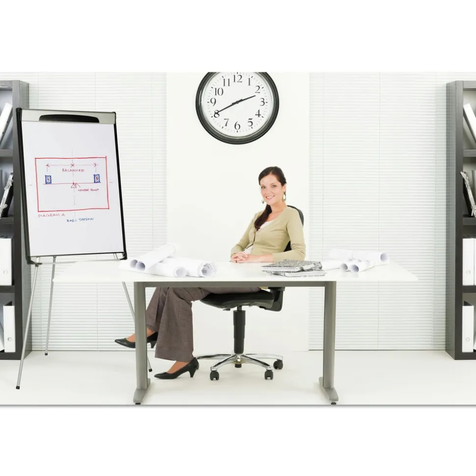 MasterVision 39 in. - 72 in. High Tripod Extension Bar Magnetic Dry-Erase Easel - Black/Silver