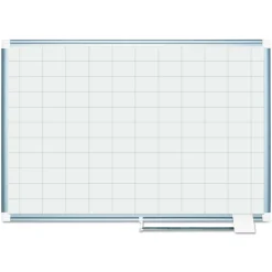 MasterVision 48 in. x 36 in. 2 in. x 3 in. Cells Gridded Magnetic Steel Dry Erase Project Planning Board - White Surface/Satin Aluminum Frame