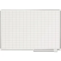MasterVision 48 in. x 36 in. 1 in. x 2 in. Cells Gridded Magnetic Steel Dry Erase Project Planning Board - White Surface/Satin Aluminum Frame