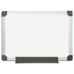 MasterVision 18 in. x 24 in. Aluminum Frame Value Melamine Dry Erase Board - White
