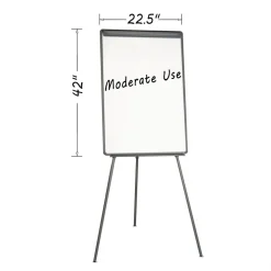 MasterVision 22.5 in. x 42 in. Basic Tripod Melamine Presentation Easel - White/Black