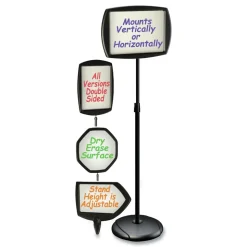 MasterVision 15 in. x 11 in. Board 66 in. High Steel Frame Floor Stand Rectangle Sign Holder - White/Black