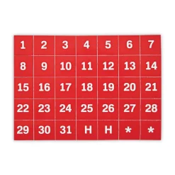 MasterVision 1 in. x 1 in. Calendar Dates Interchangeable Magnetic Board Accessories - Red/White (35/Pack)