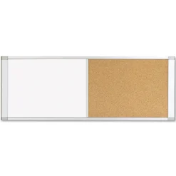 MasterVision 48 in. x 18 in. Combo Cubicle Workstation Dry Erase/Cork Board - Tan/White Surface, Aluminum Frame