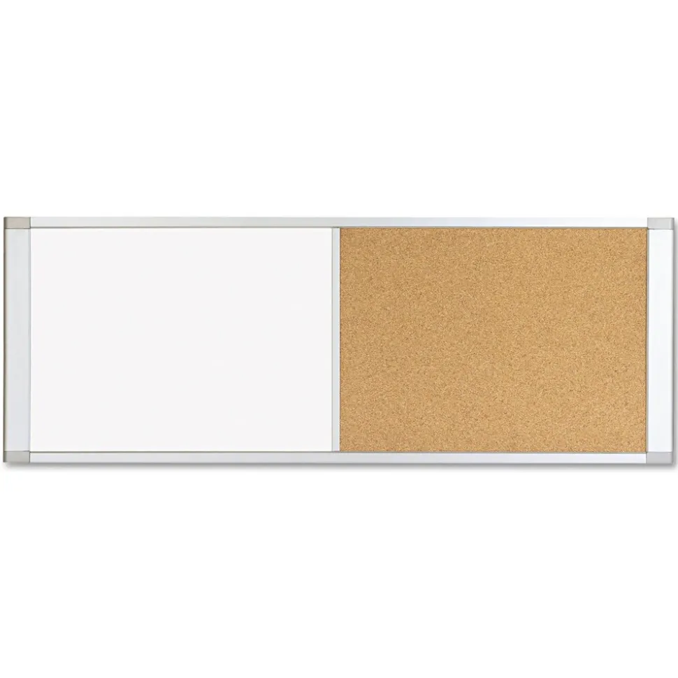 MasterVision 48 in. x 18 in. Combo Cubicle Workstation Dry Erase/Cork Board - Tan/White Surface, Aluminum Frame