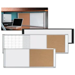 MasterVision 48 in. x 18 in. Combo Cubicle Workstation Dry Erase/Cork Board - Tan/White Surface, Aluminum Frame
