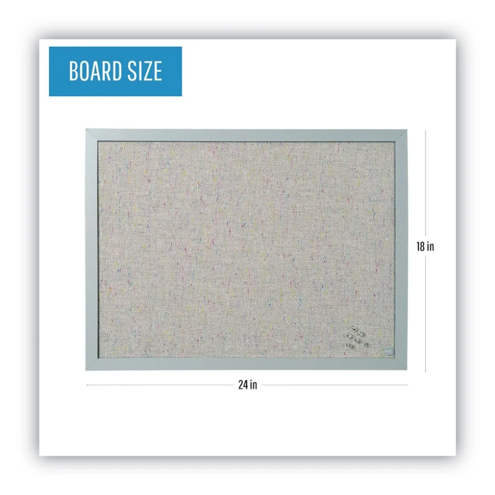 MasterVision 24 in. x 18 in. Designer Fabric Bulletin Board - Gray Fabric/Gray Frame