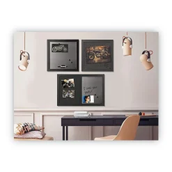 MasterVision 24 in. x 18 in. Designer Combo MDF Wood Frame Fabric Bulletin/Dry Erase Board - Charcoal/Gray/Black