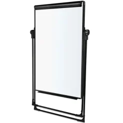 MasterVision 28.5 in. x 37.5 in. Folds-to-a-Table Melamine Easel - White Surface/Black Steel Frame
