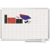 MasterVision 1 in. x 2 in. Grid 36 in. x 24 in. Aluminum Lacquered Steel Magnetic Dry Erase Planning Board with Accessories - White/Silver