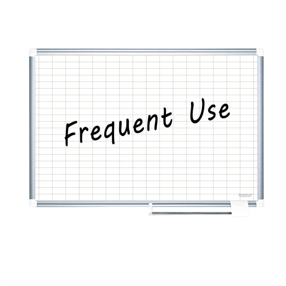 MasterVision 36 in. x 24 in. Gridded Magnetic Steel Dry Erase Project Planning Board - White Surface, Satin Aluminum Frame