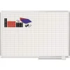 MasterVision 1 in. x 2 in. Grid 48 in. x 36 in. Aluminum Lacquered Steel Magnetic Dry Erase Planning Board with Accessories - White/Silver