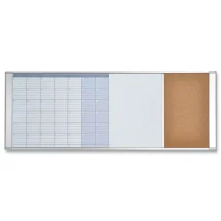 MasterVision 48 in. x 18 in. Lacquered Steel Surface Aluminum Frame Magnetic Calendar Combo Board - White