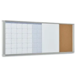 MasterVision 48 in. x 18 in. Lacquered Steel Surface Aluminum Frame Magnetic Calendar Combo Board - White